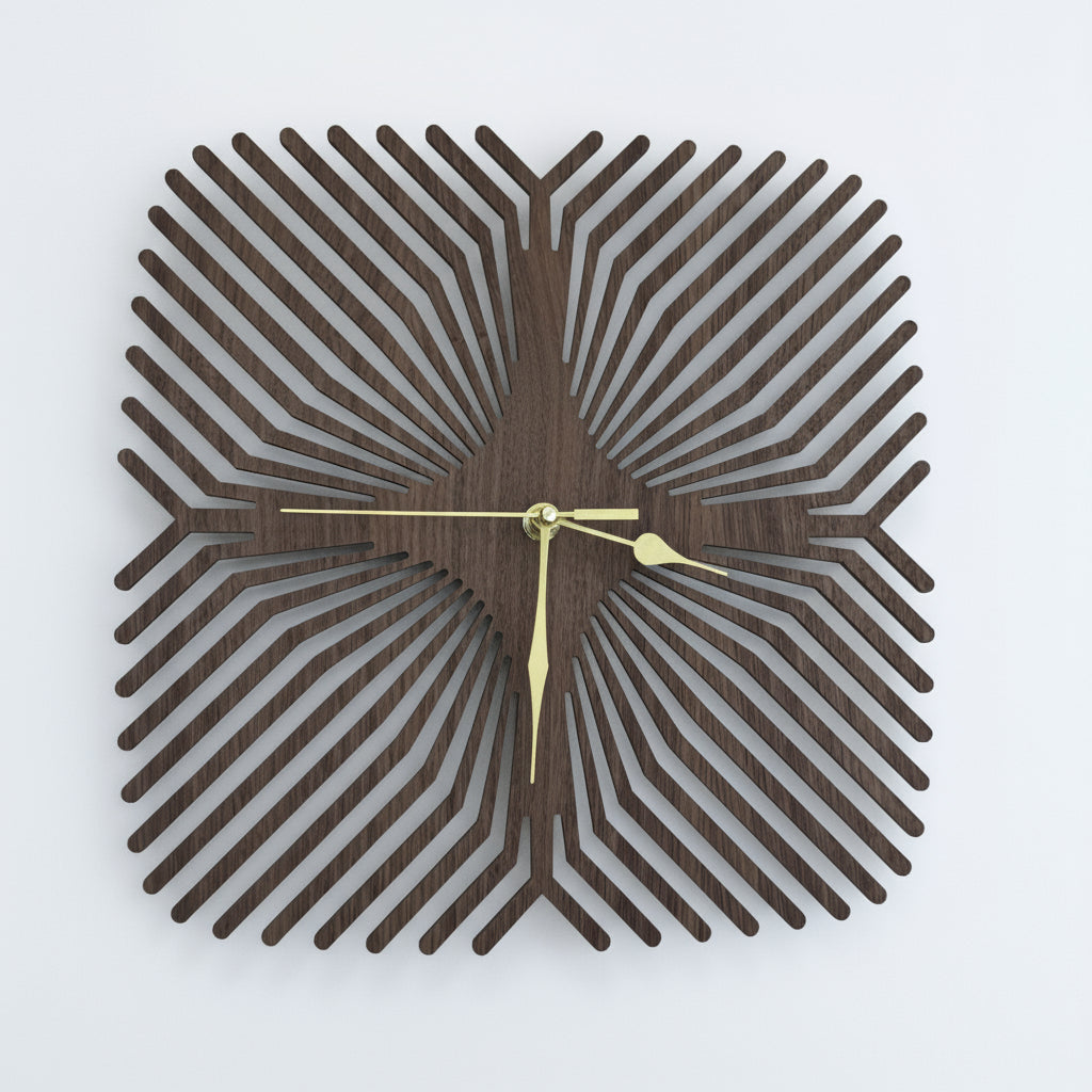 Decorative wall clock with a unique design on a blue background