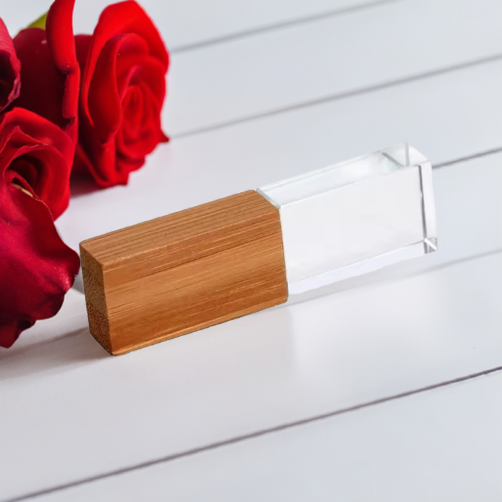 A stack of wooden boxes, each carefully crafted to complement the elegant USB drive, adding a timeless touch to your keepsakes.