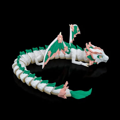 A full view of the Floral Dragon, showing its complete design and how the moveable parts enhance its beauty.