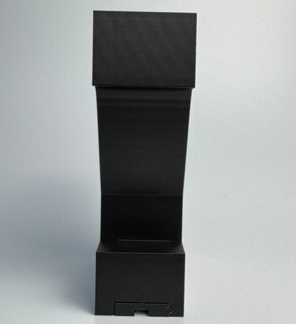 Black rectangular box with a smaller square cutout on a white background