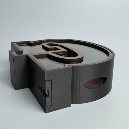 Modern coffee table with a unique design on a light gray background