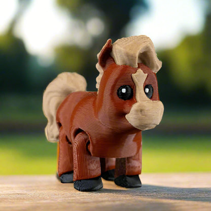 3D-printed horse figurine on a white background