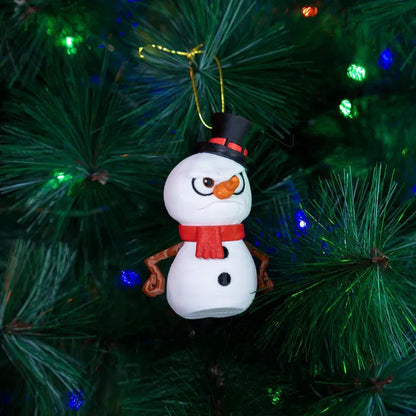 Eco-friendly 3D-printed snowman decoration for Christmas.