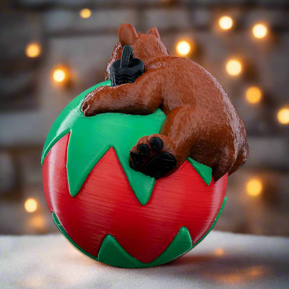 Adorable Sleeping Bear decoration with festive colors